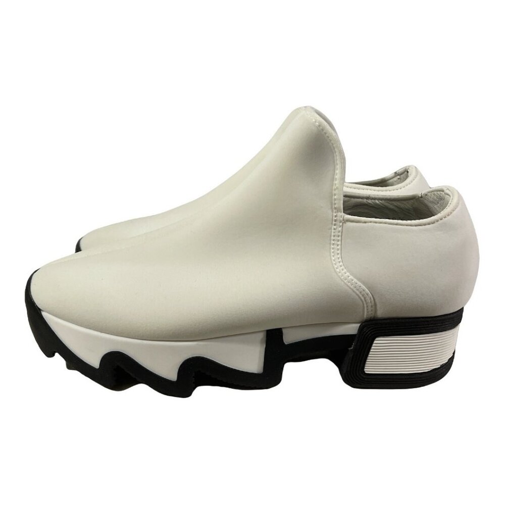 iRi NYC Black & White‎ Neoprene Loafer Platform Shoes size 36.5